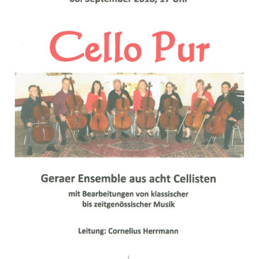 Konzert Cello pur – 8. Sept. – 17 Uhr