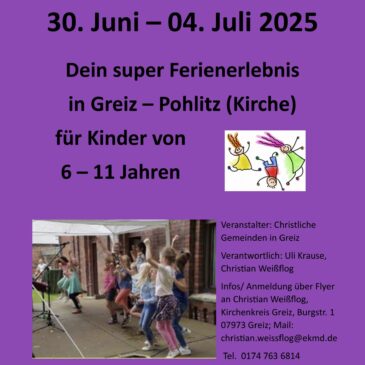 Anmeldung zur Kinderferienwoche (30.06. – 06.07.2025) ab jetzt möglich